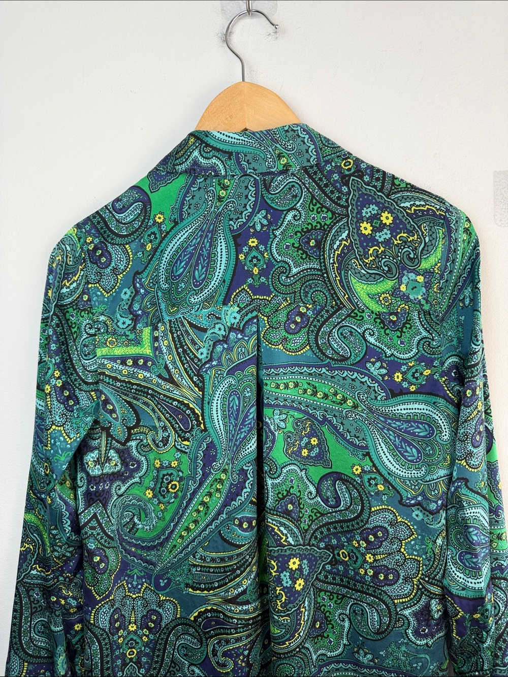 L’Agence Tyler Silk Blouse Deep Lagoon Paisley Bandana Button Up Long Sleeve XST - Picture 10 of 16